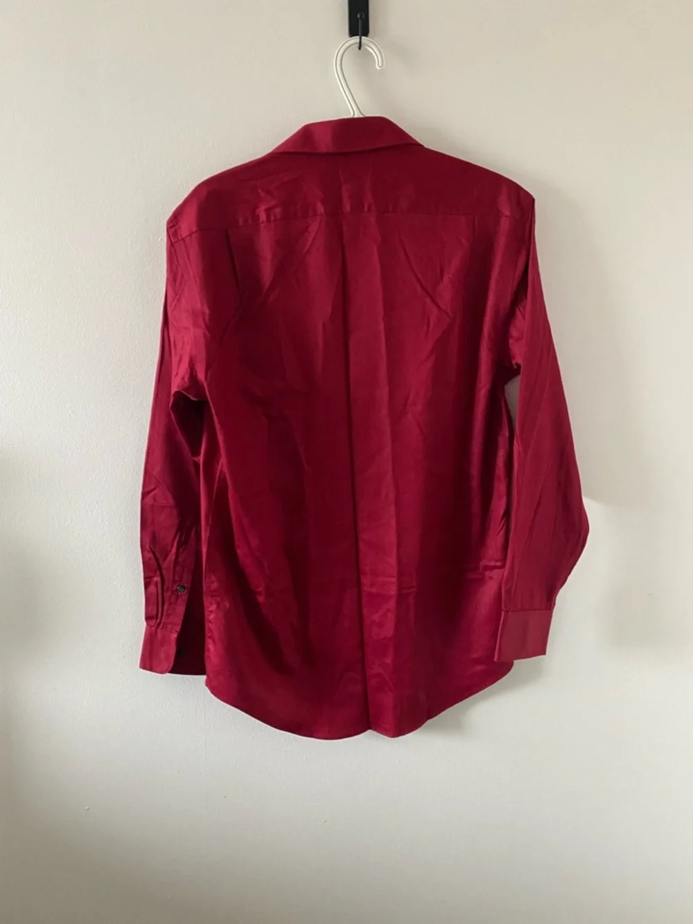 George Red Satin-Look Button-Up Shirt - Picture 2 of 6